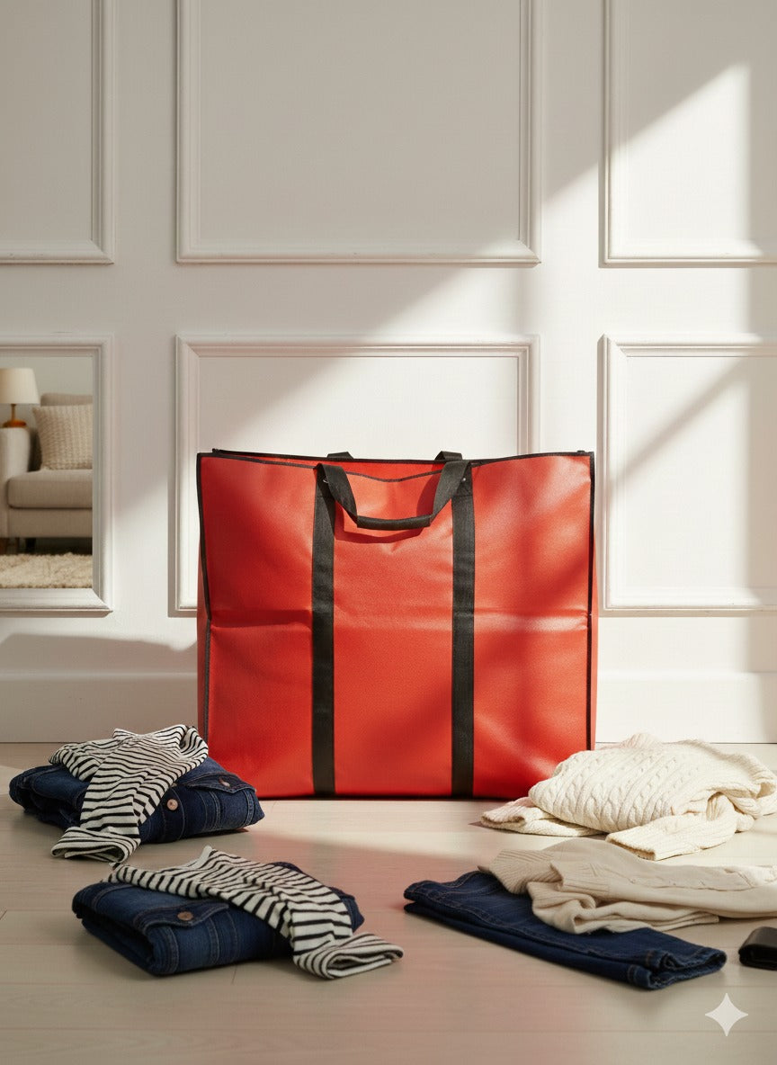 Storage Bag - Red - Size - 27*24+14 -120 GSM - Non Woven